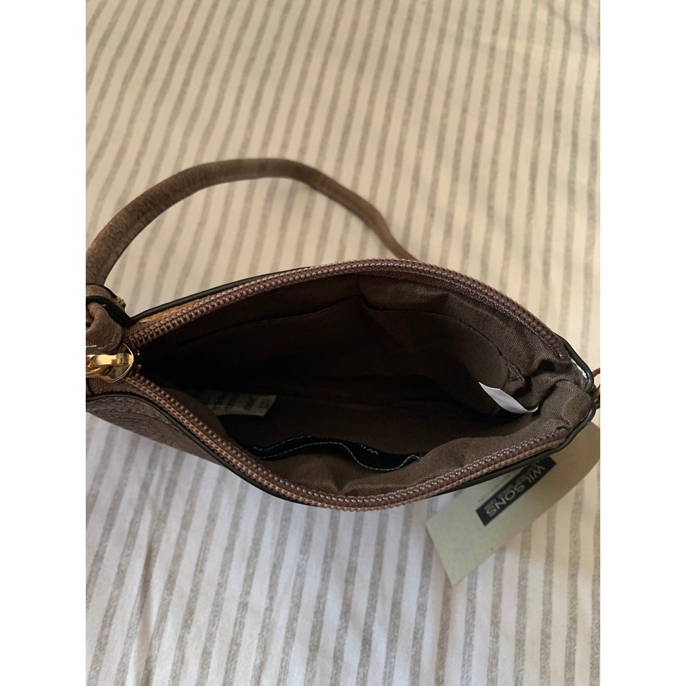 Wilsons Leather Textured Wristlet Pouch Gold Hardware New - Picture 6 of 10